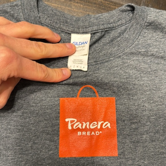 BUNDLE OF 3 Panera Bread Gray Short Sleeve Gildan Unisex T-Shirts Large LIKE NEW - Picture 6 of 9